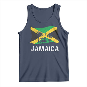 Jamaica Tank Top Retro Vintage Jamaican Pride Flag Lion Of Judah TS10 Navy Print Your Wear