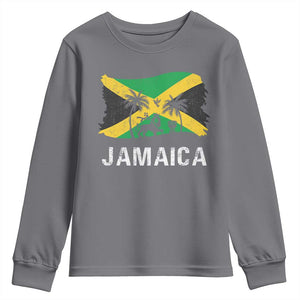 Jamaica Youth Sweatshirt Retro Vintage Jamaican Pride Flag Lion Of Judah TS10 Charcoal Print Your Wear