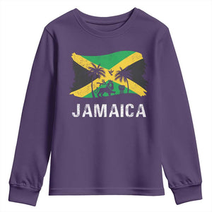 Jamaica Youth Sweatshirt Retro Vintage Jamaican Pride Flag Lion Of Judah TS10 Purple Print Your Wear