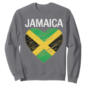 Jamaican Heart Flag Sweatshirt Patriotic Jamaica Girls Proud Jamaican Roots TS10 Charcoal Print Your Wear