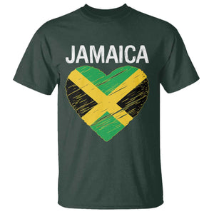 Jamaican Heart Flag T Shirt Patriotic Jamaica Girls Proud Jamaican Roots TS10 Dark Forest Green Print Your Wear
