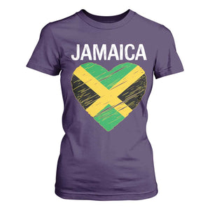 Jamaican Heart Flag T Shirt For Women Patriotic Jamaica Girls Proud Jamaican Roots TS10 Purple Print Your Wear