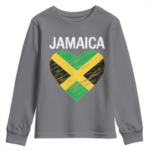 Jamaican Heart Flag Youth Sweatshirt Patriotic Jamaica Girls Proud Jamaican Roots TS10 Charcoal Print Your Wear