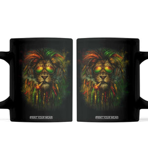 Rasta Reggae Lion Smoking Weed Coffee Mug Jamaican Reggae Music and Weed Lovers TS10 Black Print Your Wear