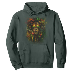 Rasta Reggae Lion Smoking Weed Hoodie Jamaican Reggae Music and Weed Lovers TS10 Dark Forest Green Print Your Wear