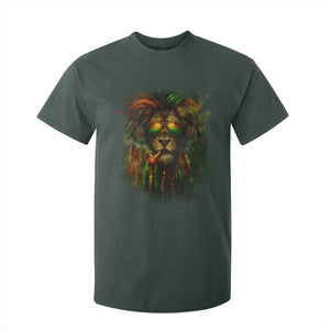 Rasta Reggae Lion Smoking Weed T Shirt For Kid Jamaican Reggae Music and Weed Lovers TS10 Dark Forest Green Print Your Wear