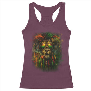 Rasta Reggae Lion Smoking Weed Racerback Tank Top Jamaican Reggae Music and Weed Lovers TS10 Maroon Print Your Wear