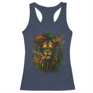 Rasta Reggae Lion Smoking Weed Racerback Tank Top Jamaican Reggae Music and Weed Lovers TS10 Navy Print Your Wear