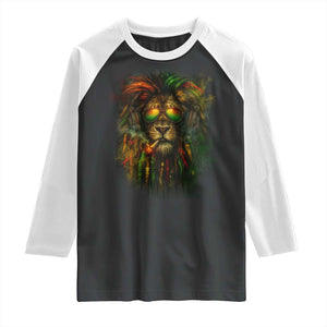 Rasta Reggae Lion Smoking Weed Raglan Shirt Jamaican Reggae Music and Weed Lovers TS10 Black White Print Your Wear