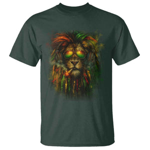 Rasta Reggae Lion Smoking Weed T Shirt Jamaican Reggae Music and Weed Lovers TS10 Dark Forest Green Print Your Wear