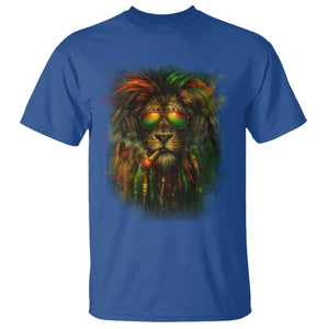 Rasta Reggae Lion Smoking Weed T Shirt Jamaican Reggae Music and Weed Lovers TS10 Royal Blue Print Your Wear