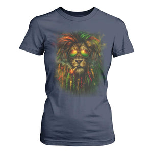 Rasta Reggae Lion Smoking Weed T Shirt For Women Jamaican Reggae Music and Weed Lovers TS10 Navy Print Your Wear