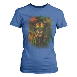 Rasta Reggae Lion Smoking Weed T Shirt For Women Jamaican Reggae Music and Weed Lovers TS10 Royal Blue Print Your Wear