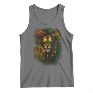 Rasta Reggae Lion Smoking Weed Tank Top Jamaican Reggae Music and Weed Lovers TS10 Black Heather Print Your Wear