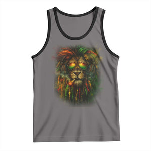 Rasta Reggae Lion Smoking Weed Tank Top Jamaican Reggae Music and Weed Lovers TS10 Deep Heather Black Print Your Wear