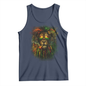 Rasta Reggae Lion Smoking Weed Tank Top Jamaican Reggae Music and Weed Lovers TS10 Navy Print Your Wear