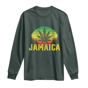 Jamaica Stoner Long Sleeve Shirt Rasta Sunset Cannabis Marijuana Weed Lovers 420 TS10 Dark Forest Green Print Your Wear