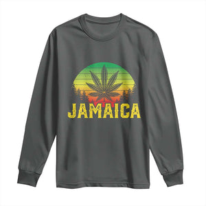 Jamaica Stoner Long Sleeve Shirt Rasta Sunset Cannabis Marijuana Weed Lovers 420 TS10 Dark Heather Print Your Wear