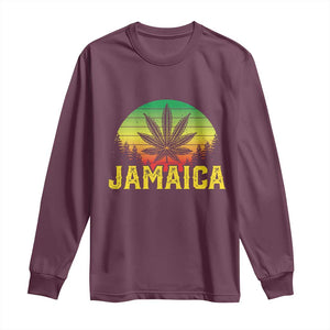 Jamaica Stoner Long Sleeve Shirt Rasta Sunset Cannabis Marijuana Weed Lovers 420 TS10 Maroon Print Your Wear