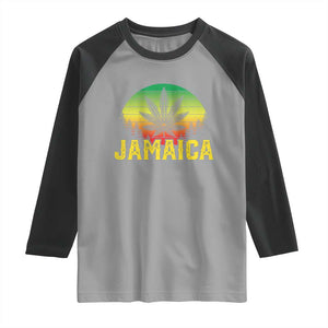 Jamaica Stoner Raglan Shirt Rasta Sunset Cannabis Marijuana Weed Lovers 420 TS10 Sport Gray Black Print Your Wear