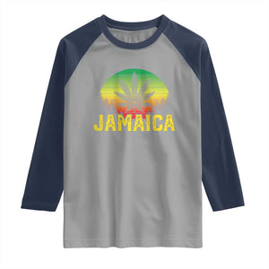 Jamaica Stoner Raglan Shirt Rasta Sunset Cannabis Marijuana Weed Lovers 420 TS10 Sport Gray Navy Print Your Wear