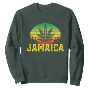 Jamaica Stoner Sweatshirt Rasta Sunset Cannabis Marijuana Weed Lovers 420 TS10 Dark Forest Green Print Your Wear
