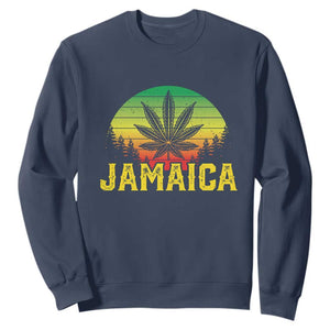 Jamaica Stoner Sweatshirt Rasta Sunset Cannabis Marijuana Weed Lovers 420 TS10 Navy Print Your Wear