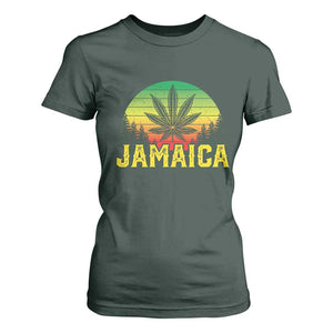 Jamaica Stoner T Shirt For Women Rasta Sunset Cannabis Marijuana Weed Lovers 420 TS10 Dark Forest Green Print Your Wear