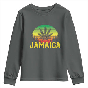 Jamaica Stoner Youth Sweatshirt Rasta Sunset Cannabis Marijuana Weed Lovers 420 TS10 Dark Heather Print Your Wear