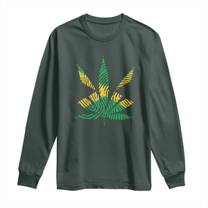 Jamaica Flag Cannabis Long Sleeve Shirt Funny Stoner Weed Lovers Marijuana 420 TS10 Dark Forest Green Print Your Wear