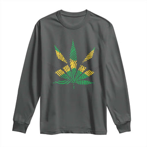 Jamaica Flag Cannabis Long Sleeve Shirt Funny Stoner Weed Lovers Marijuana 420 TS10 Dark Heather Print Your Wear