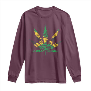 Jamaica Flag Cannabis Long Sleeve Shirt Funny Stoner Weed Lovers Marijuana 420 TS10 Maroon Print Your Wear
