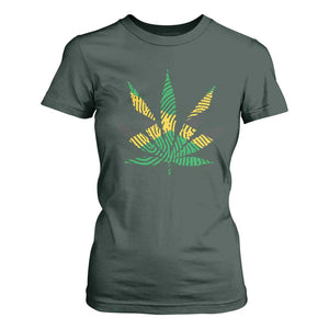 Jamaica Flag Cannabis T Shirt For Women Funny Stoner Weed Lovers Marijuana 420 TS10 Dark Forest Green Print Your Wear