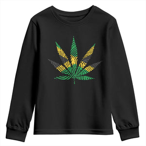 Jamaica Flag Cannabis Youth Sweatshirt Funny Stoner Weed Lovers Marijuana 420 TS10 Black Print Your Wear