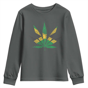 Jamaica Flag Cannabis Youth Sweatshirt Funny Stoner Weed Lovers Marijuana 420 TS10 Dark Heather Print Your Wear