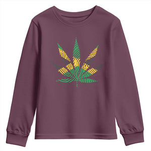 Jamaica Flag Cannabis Youth Sweatshirt Funny Stoner Weed Lovers Marijuana 420 TS10 Maroon Print Your Wear