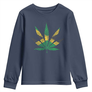 Jamaica Flag Cannabis Youth Sweatshirt Funny Stoner Weed Lovers Marijuana 420 TS10 Navy Print Your Wear