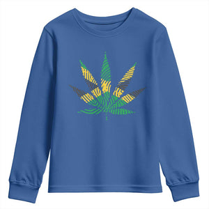 Jamaica Flag Cannabis Youth Sweatshirt Funny Stoner Weed Lovers Marijuana 420 TS10 Royal Blue Print Your Wear