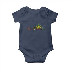 Reggae Weed Baby Onesie Rasta Marijuana Leaf Heartbeat Weed Lovers 420 TS10 Navy Print Your Wear