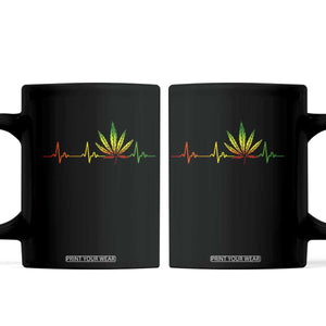 Reggae Weed Coffee Mug Rasta Marijuana Leaf Heartbeat Weed Lovers 420 TS10 Black Print Your Wear