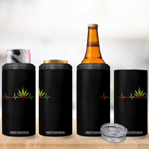 Reggae Weed 4 in 1 Can Cooler Tumbler Rasta Marijuana Leaf Heartbeat Weed Lovers 420 TS10 Print Your Wear