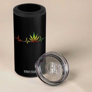Reggae Weed 4 in 1 Can Cooler Tumbler Rasta Marijuana Leaf Heartbeat Weed Lovers 420 TS10 Print Your Wear