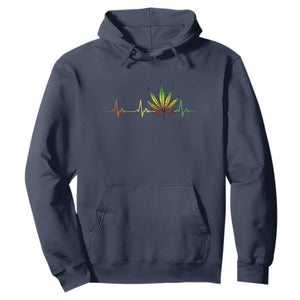 Reggae Weed Hoodie Rasta Marijuana Leaf Heartbeat Weed Lovers 420 TS10 Navy Print Your Wear