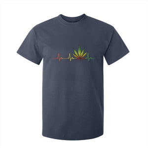 Reggae Weed T Shirt For Kid Rasta Marijuana Leaf Heartbeat Weed Lovers 420 TS10 Navy Print Your Wear