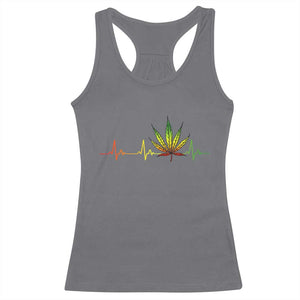 Reggae Weed Racerback Tank Top Rasta Marijuana Leaf Heartbeat Weed Lovers 420 TS10 Charcoal Print Your Wear