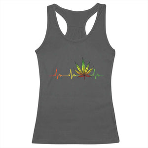 Reggae Weed Racerback Tank Top Rasta Marijuana Leaf Heartbeat Weed Lovers 420 TS10 Dark Heather Print Your Wear