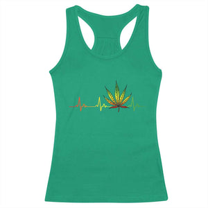 Reggae Weed Racerback Tank Top Rasta Marijuana Leaf Heartbeat Weed Lovers 420 TS10 Irish Green Print Your Wear