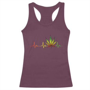 Reggae Weed Racerback Tank Top Rasta Marijuana Leaf Heartbeat Weed Lovers 420 TS10 Maroon Print Your Wear