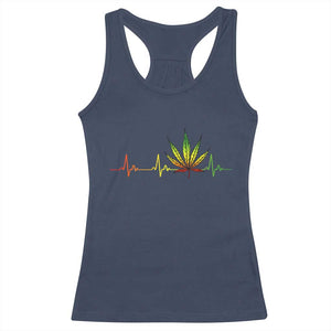 Reggae Weed Racerback Tank Top Rasta Marijuana Leaf Heartbeat Weed Lovers 420 TS10 Navy Print Your Wear