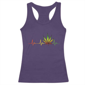 Reggae Weed Racerback Tank Top Rasta Marijuana Leaf Heartbeat Weed Lovers 420 TS10 Purple Print Your Wear